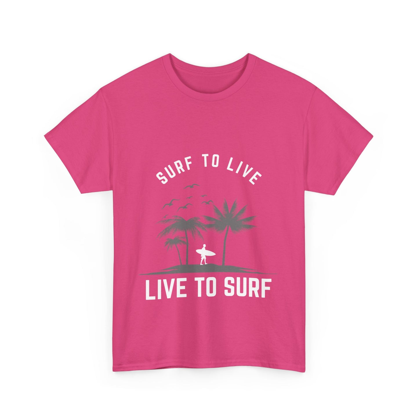 "Surf to live, live to surf." Unisex Cotton Tee