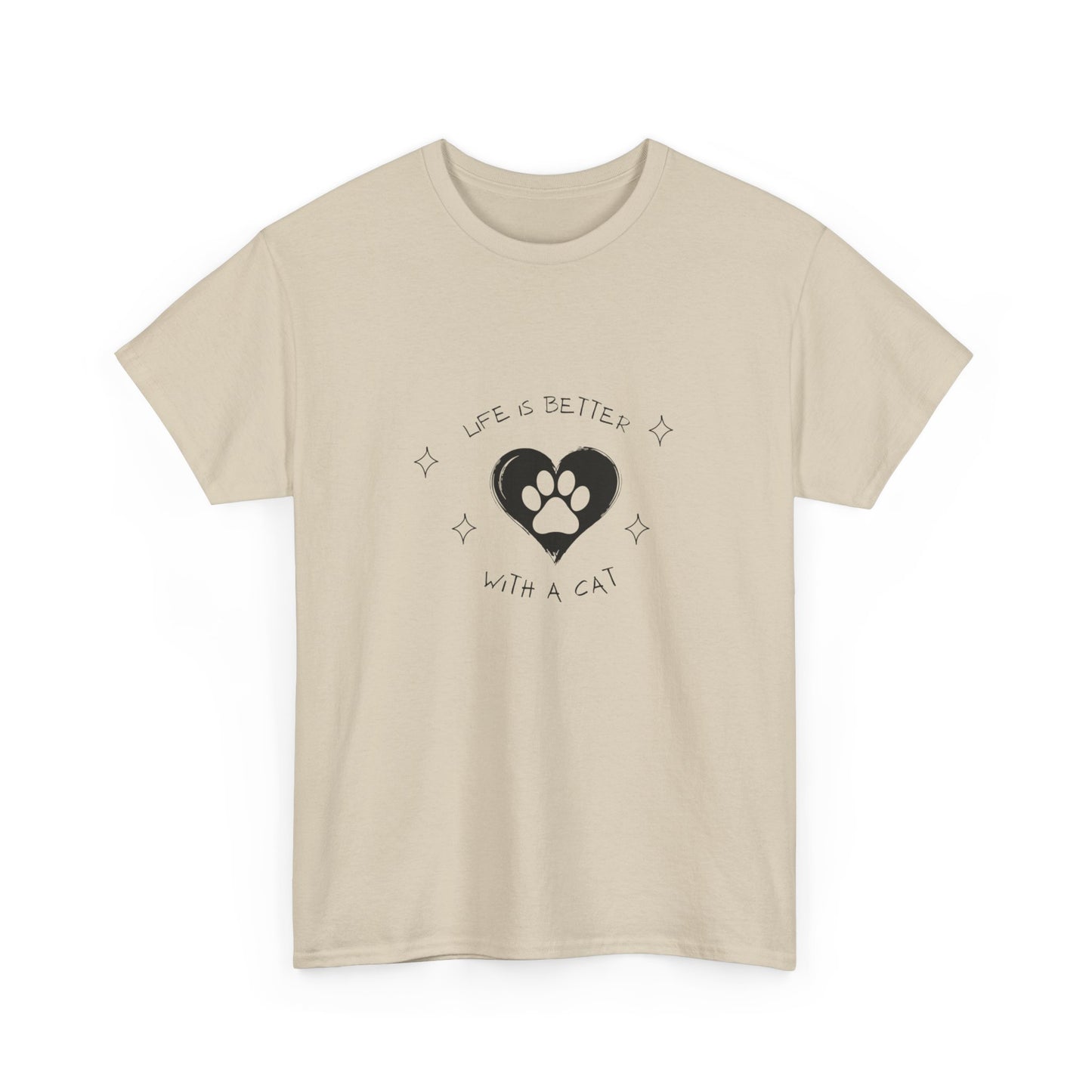 "Life is better with a cat" Unisex Cotton Tee