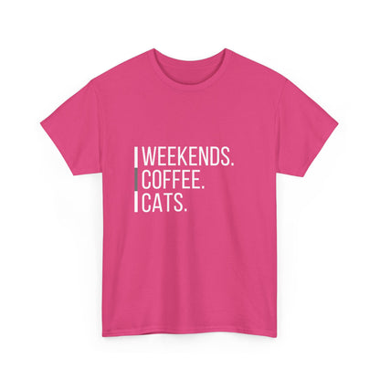 "Weekends coffee cats" Unisex Cotton Tee