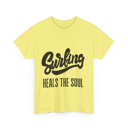 "Surfing heals the soul" Unisex Cotton Tee