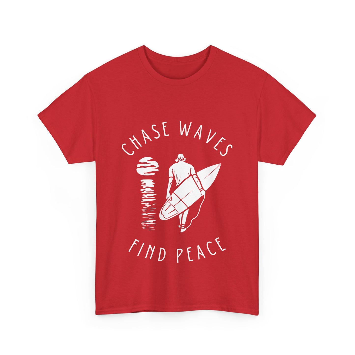 "Chase waves, find peace" Unisex Cotton Tee