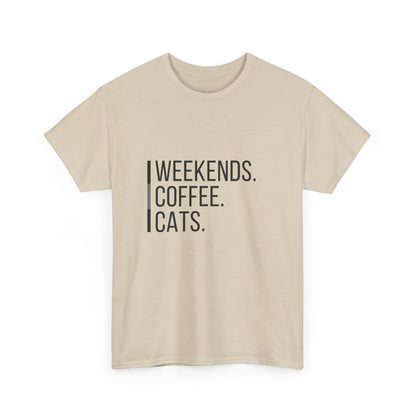 "Weekends coffee cats" Unisex Cotton Tee