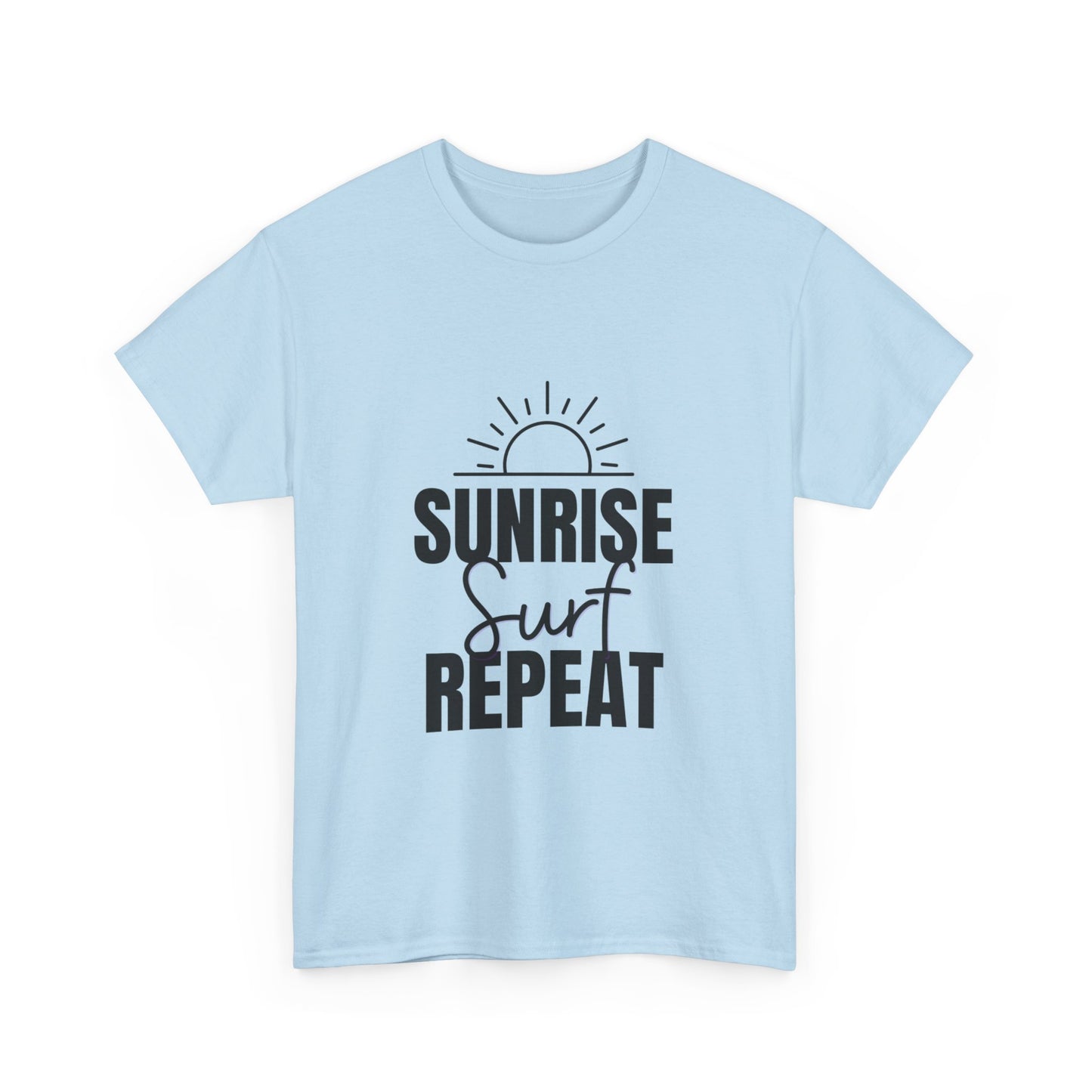 "Sunrise, surf, repeat." Unisex Cotton Tee