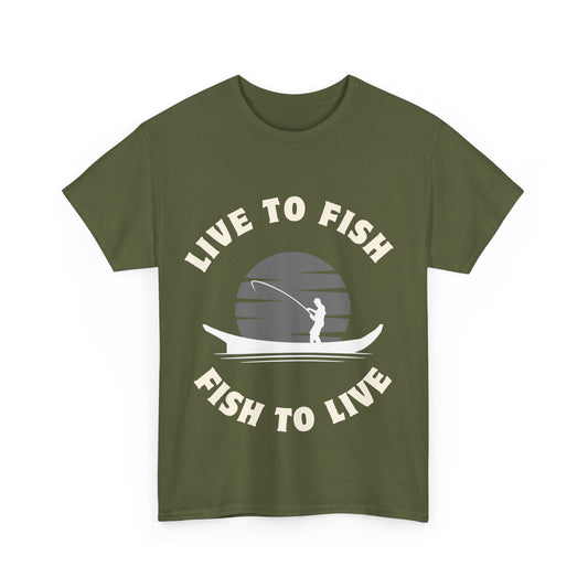 "Live to fish fish to live" Unisex Cotton Tee