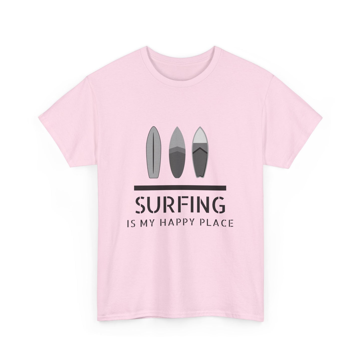 "Surfing is my happy place" Unisex Cotton Tee