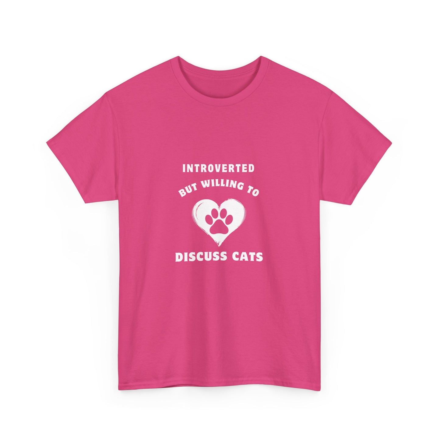 "Introverted but willing to discuss cats" Unisex Cotton Tee