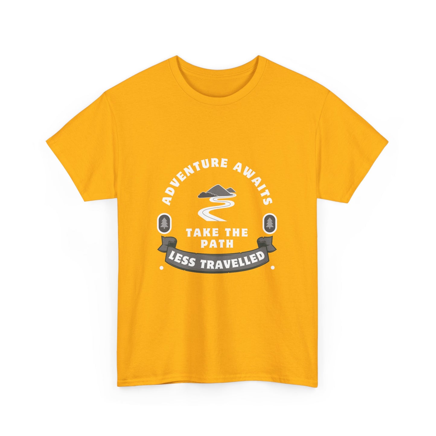 "Adventure Awaits: Take the Path Less Traveled" Unisex Cotton Tee