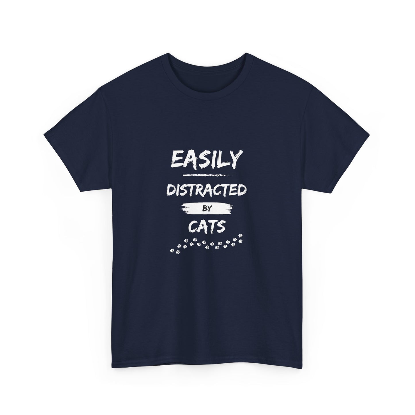 "Easily distracted by cats" Unisex Cotton Tee