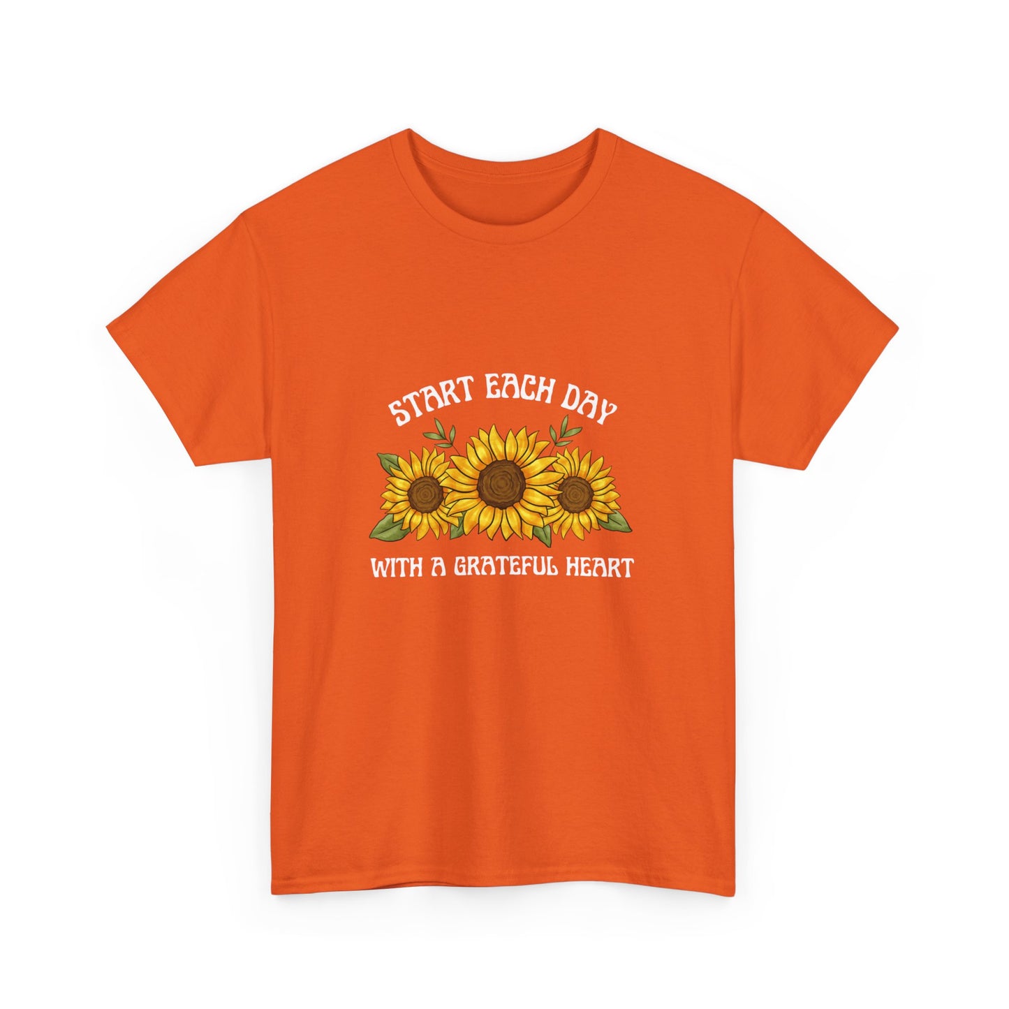 "Start each day with a grateful heart" Unisex Cotton Tee