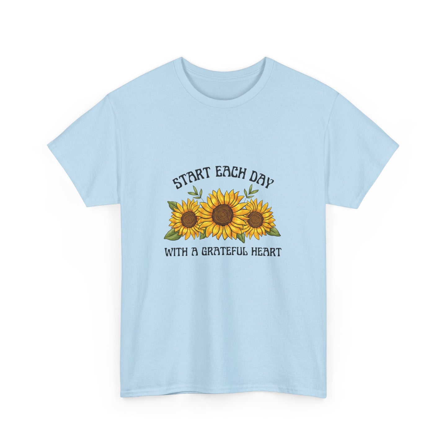 "Start each day with a grateful heart" Unisex Cotton Tee