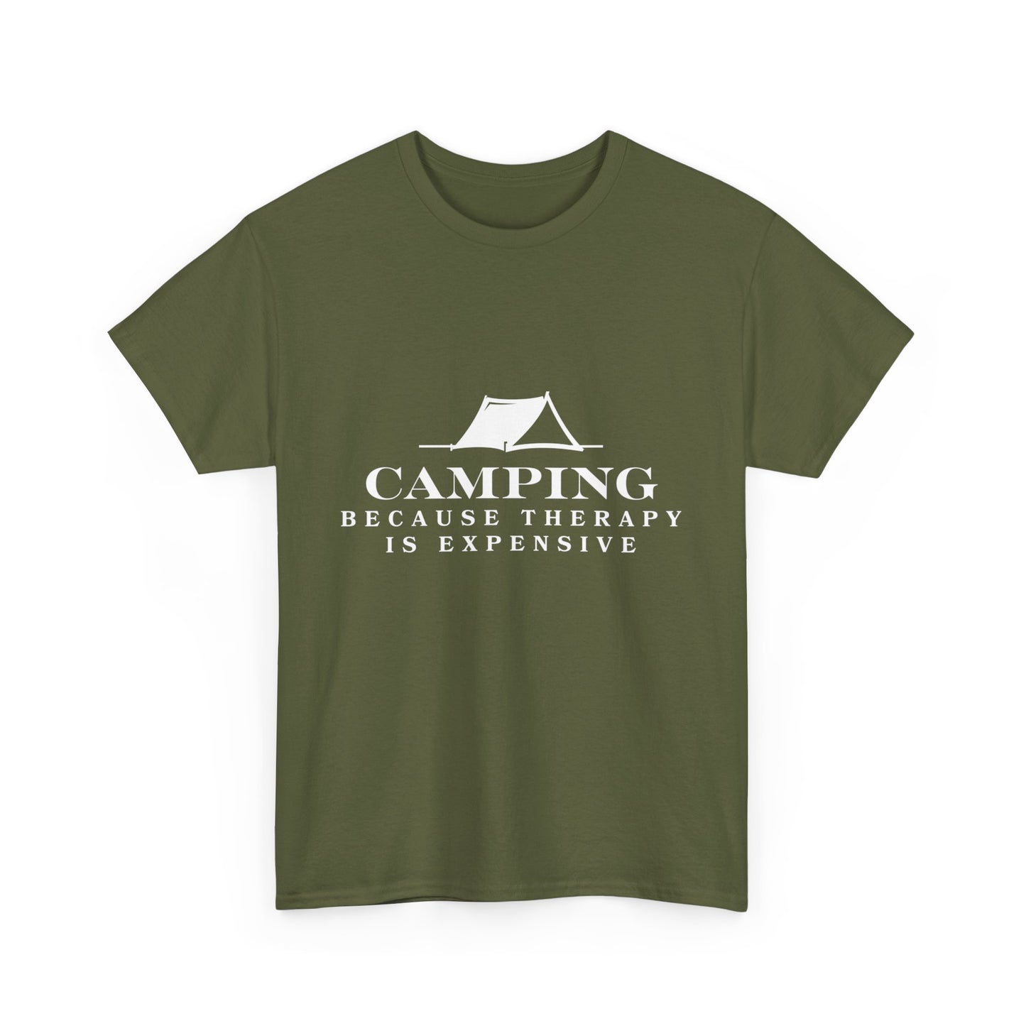 "Camping because therapy is expensive" Unisex Cotton Tee