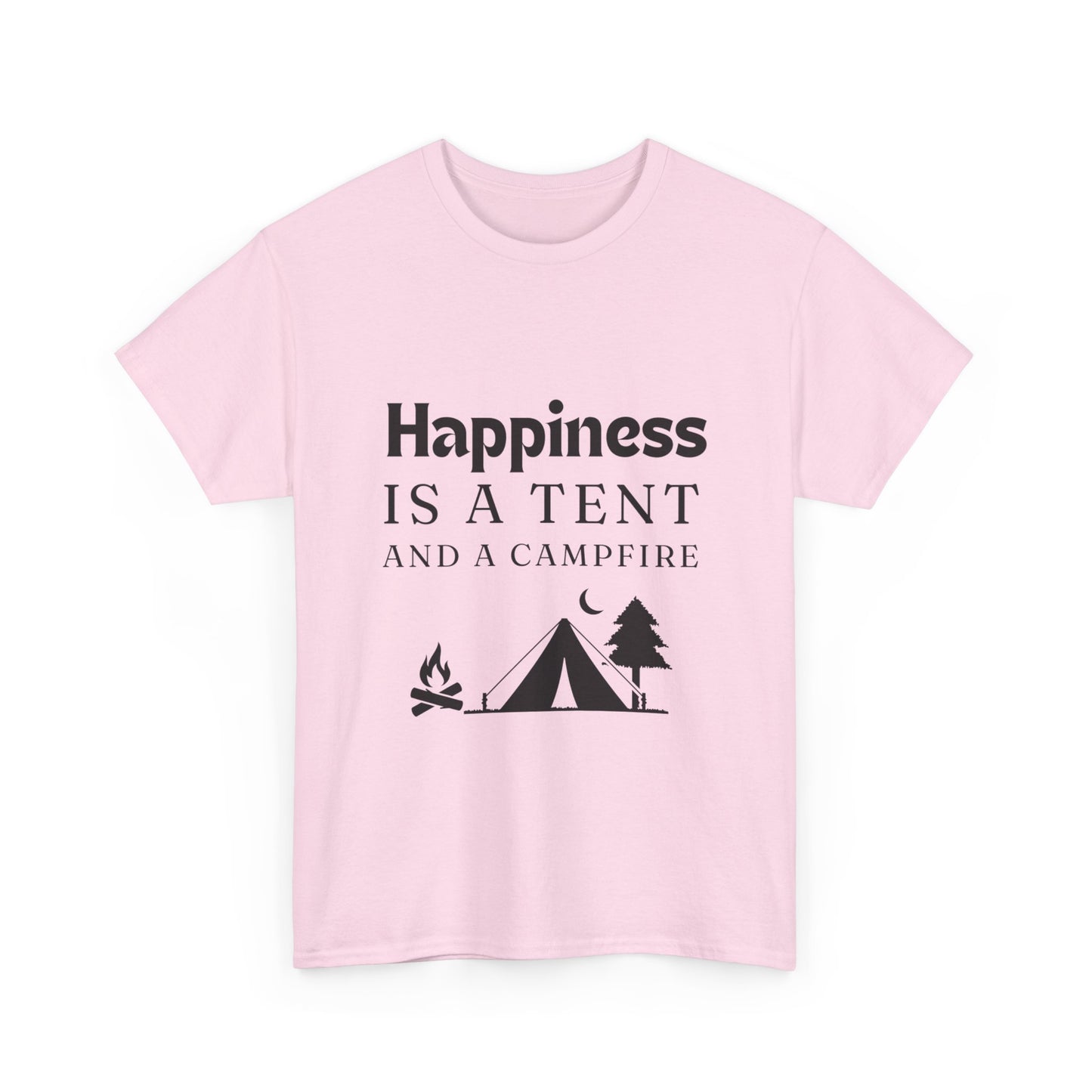 "Happiness is a Tent and a Campfire" Unisex Cotton Tee