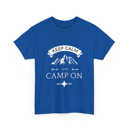 "Keep calm and camp on" Unisex Cotton Tee