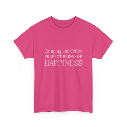 "Camping and Coffee: Perfect Blend of Happiness" Unisex Cotton Tee