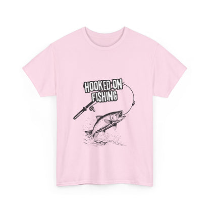 "Hooked on fishing" Unisex Cotton Tee