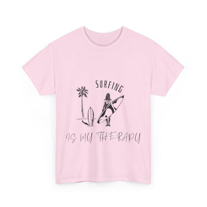 "Surfing is my therapy." Unisex Cotton Tee