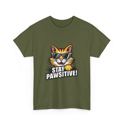 "Stay pawsitive" Unisex Cotton Tee