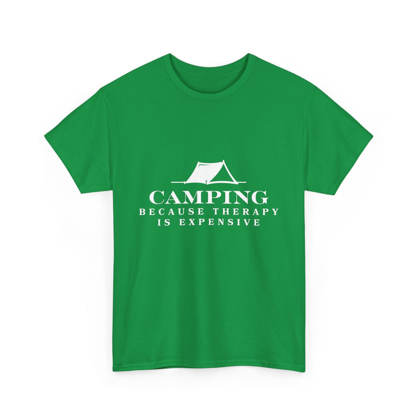 "Camping because therapy is expensive" Unisex Cotton Tee