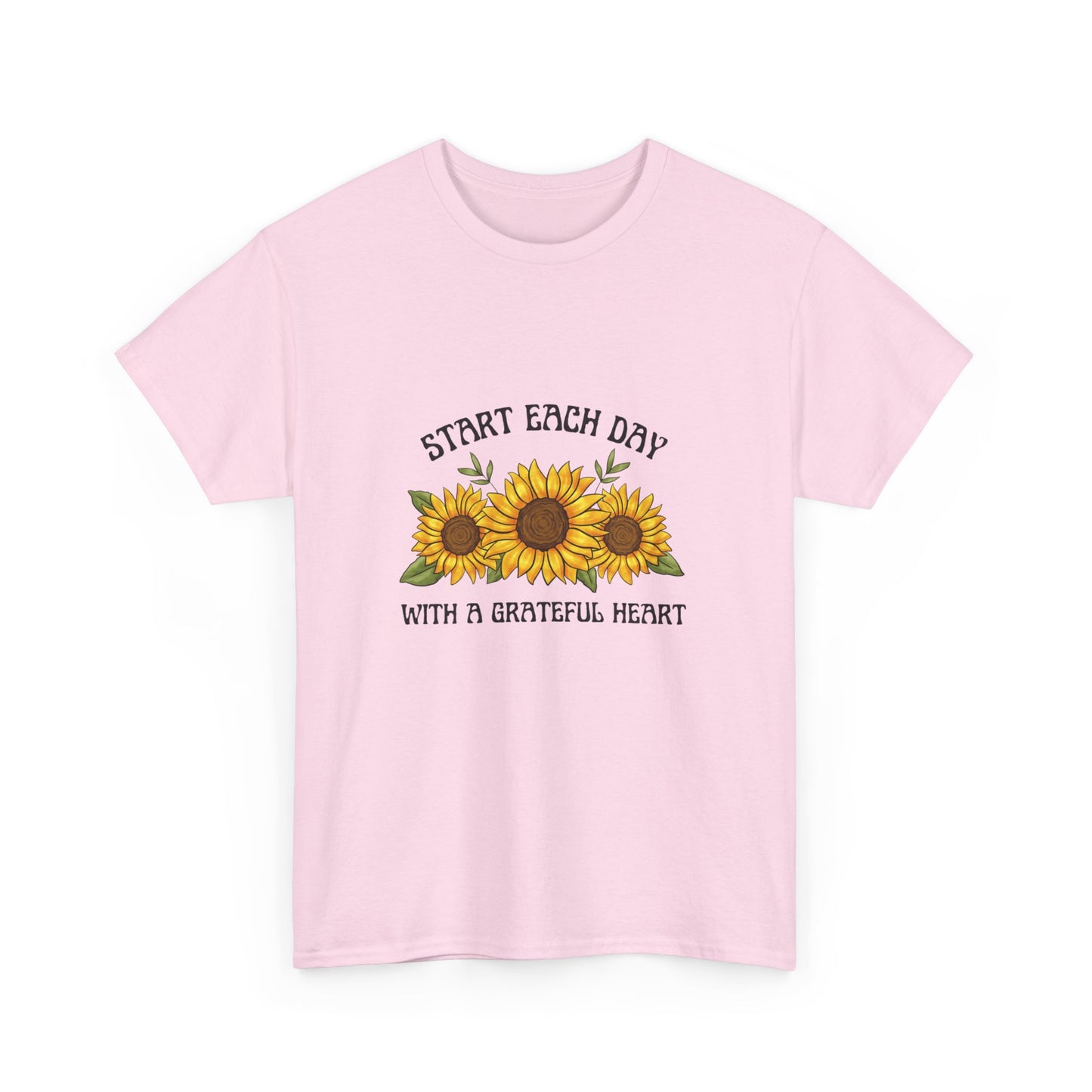 "Start each day with a grateful heart" Unisex Cotton Tee