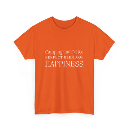 "Camping and Coffee: Perfect Blend of Happiness" Unisex Cotton Tee