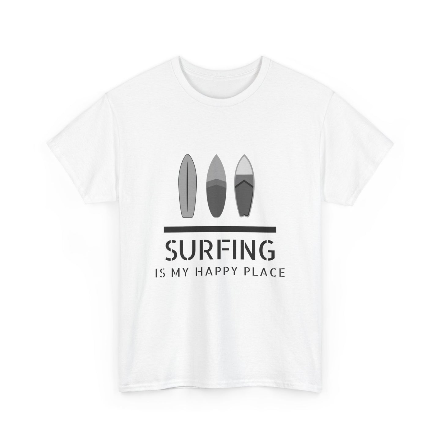 "Surfing is my happy place" Unisex Cotton Tee