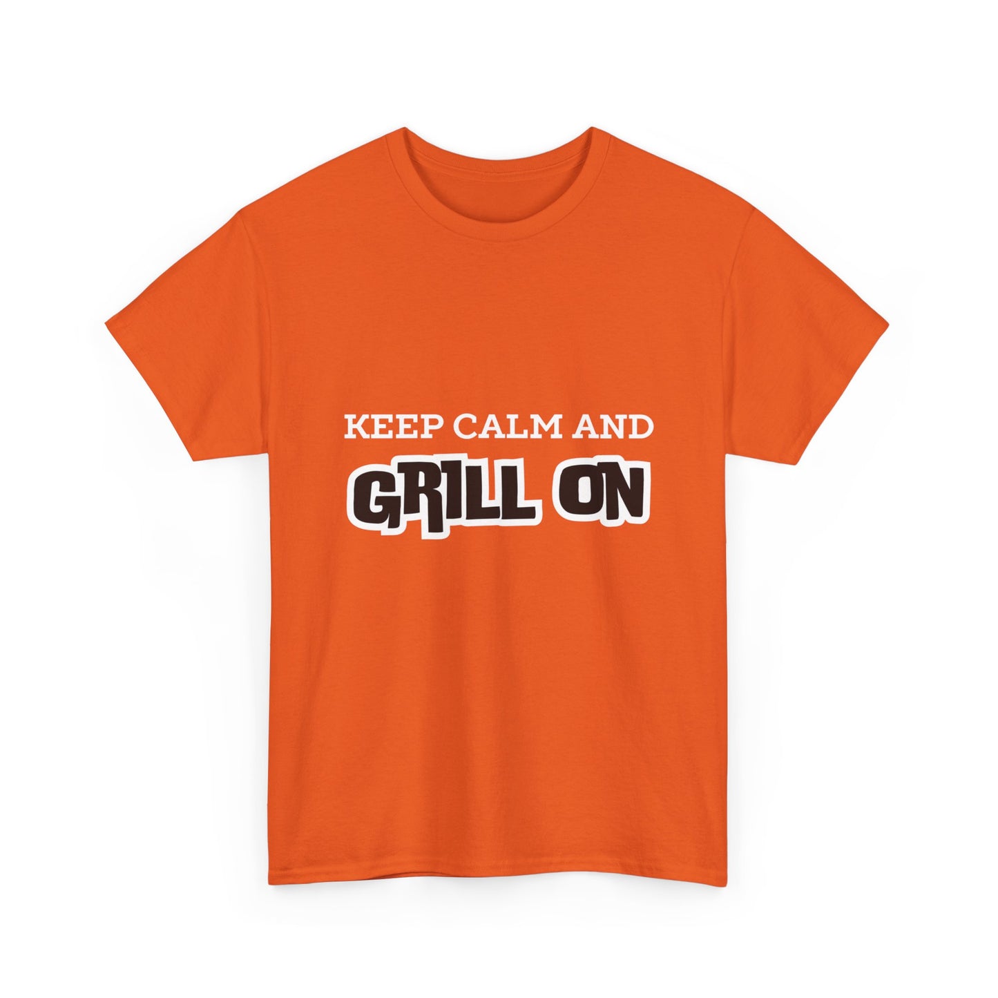 "Keep calm and grill on." Unisex Cotton Tee