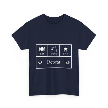 "Eat.sleep. grill. repeat" Unisex Cotton Tee