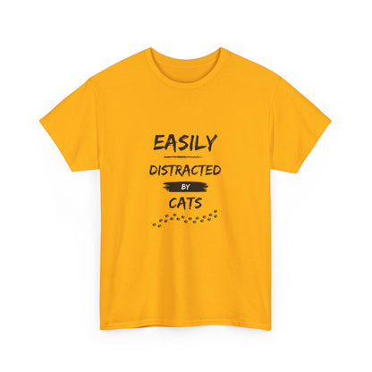 "Easily distracted by cats" Unisex Cotton Tee