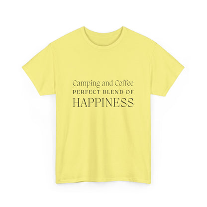 "Camping and Coffee: Perfect Blend of Happiness" Unisex Cotton Tee