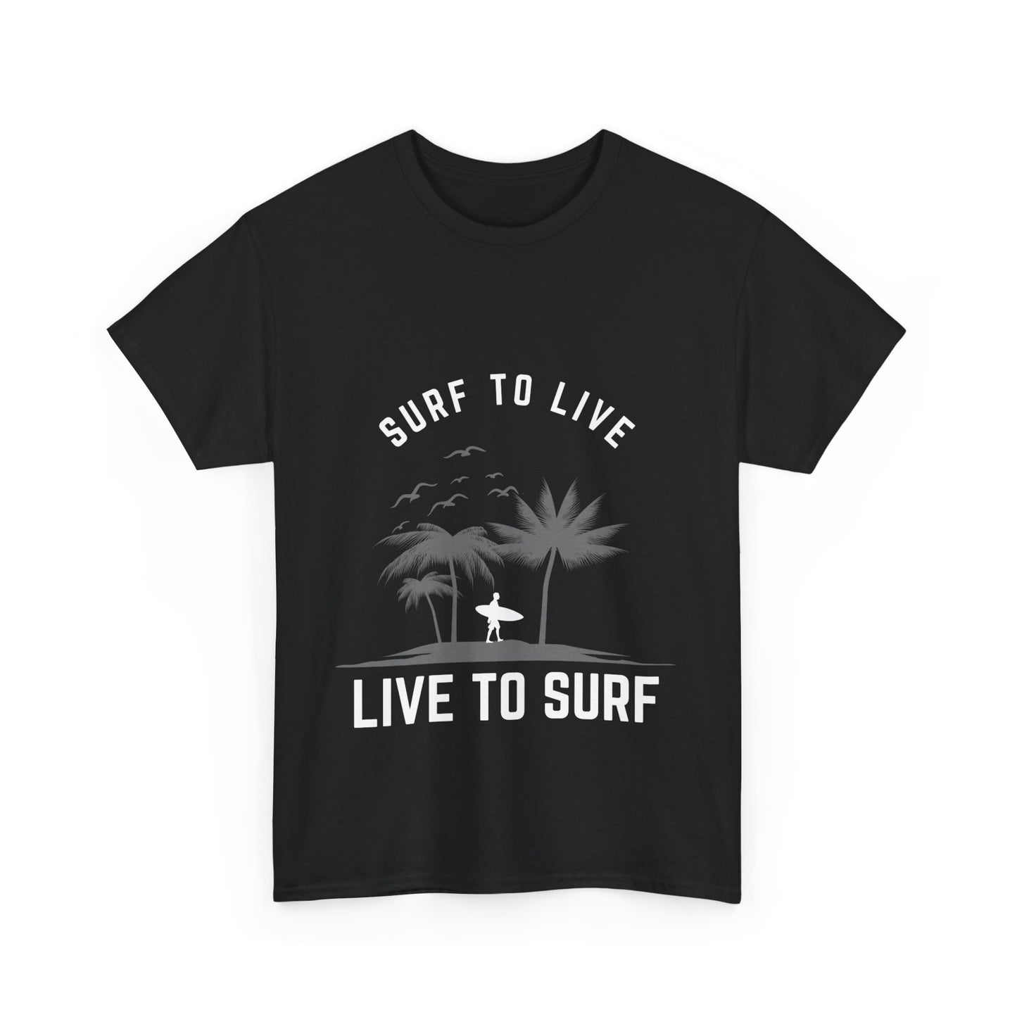 "Surf to live, live to surf." Unisex Cotton Tee