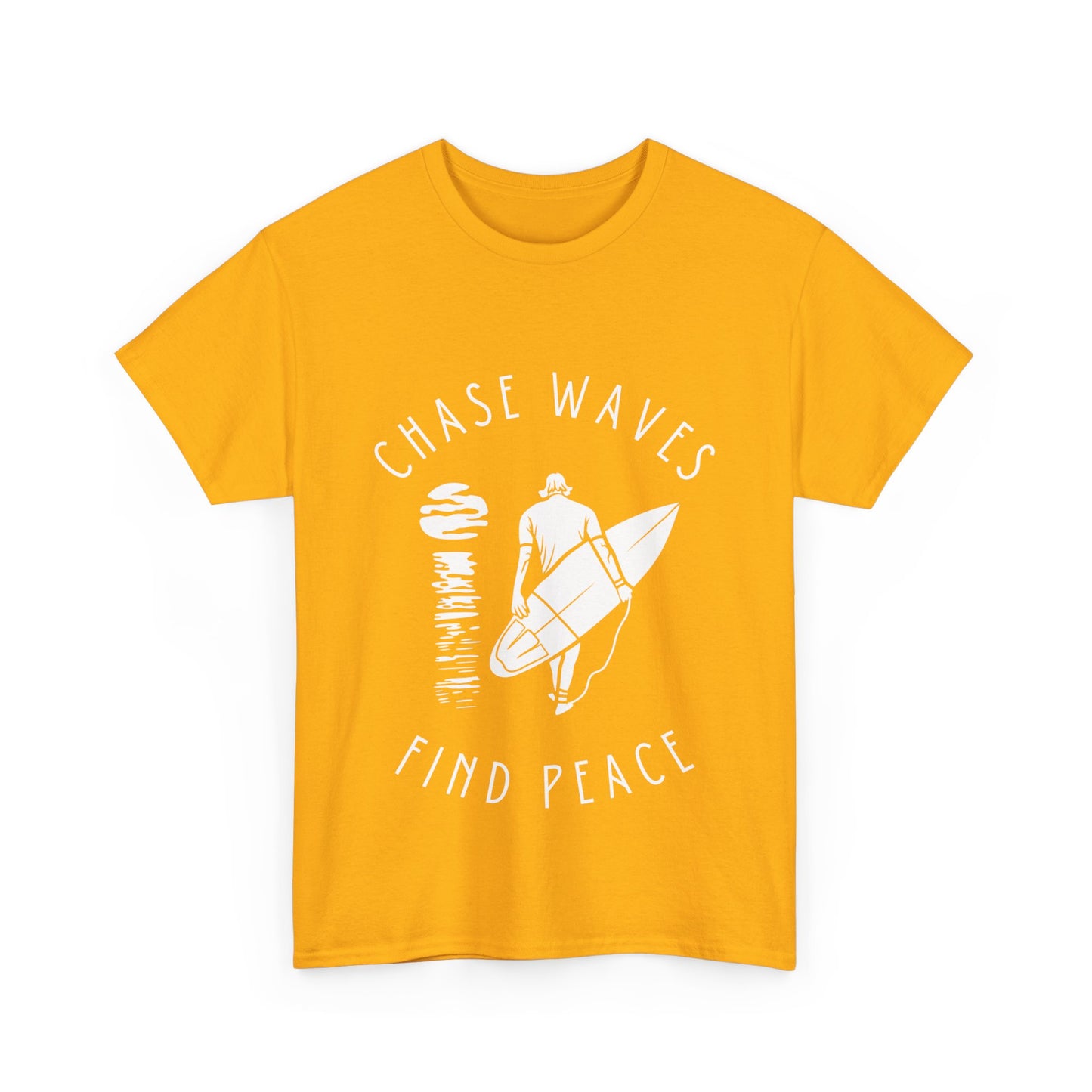 "Chase waves, find peace" Unisex Cotton Tee