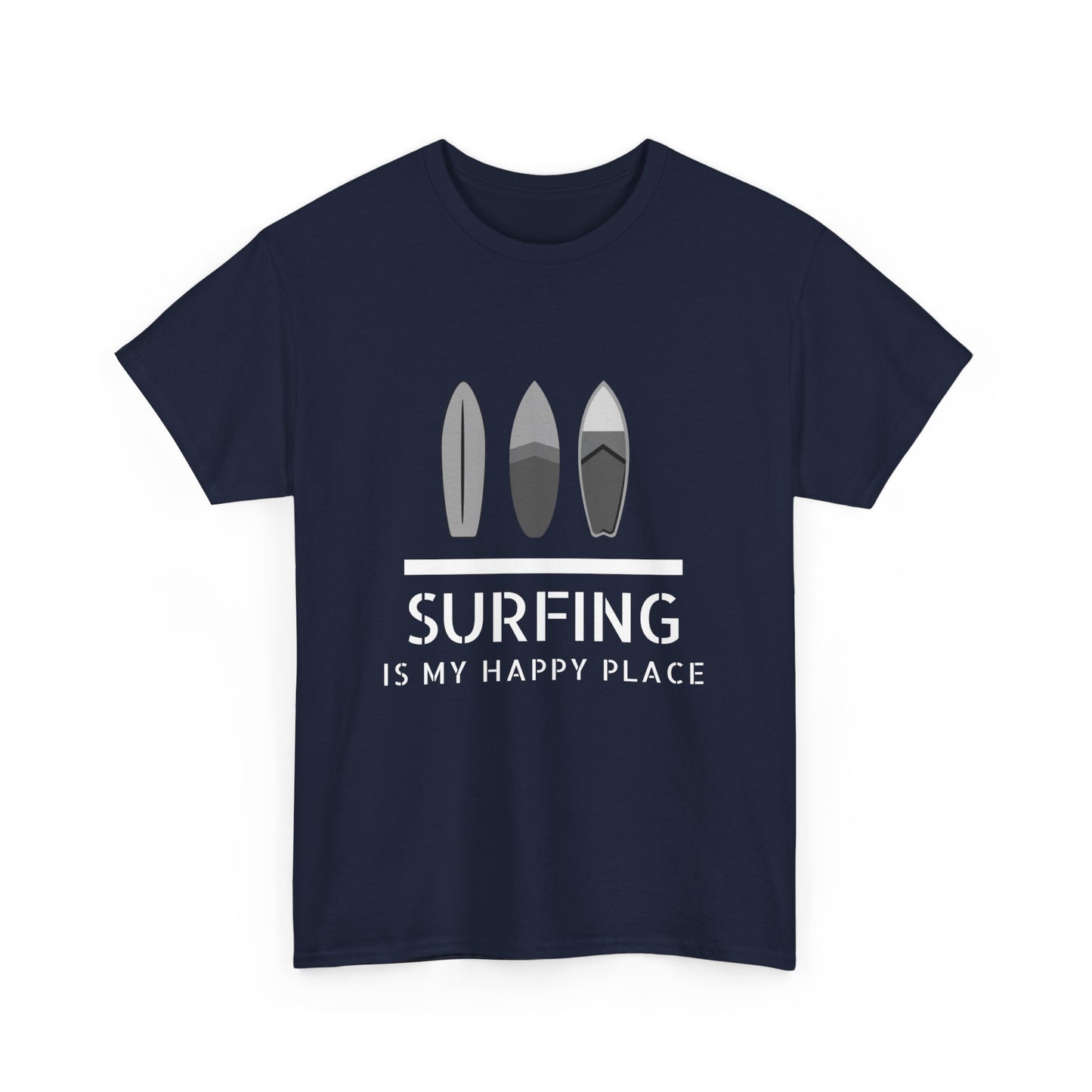 "Surfing is my happy place" Unisex Cotton Tee