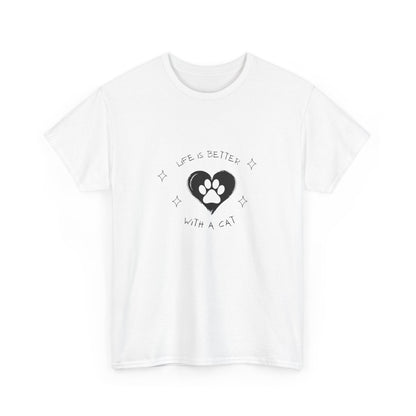 "Life is better with a cat" Unisex Cotton Tee