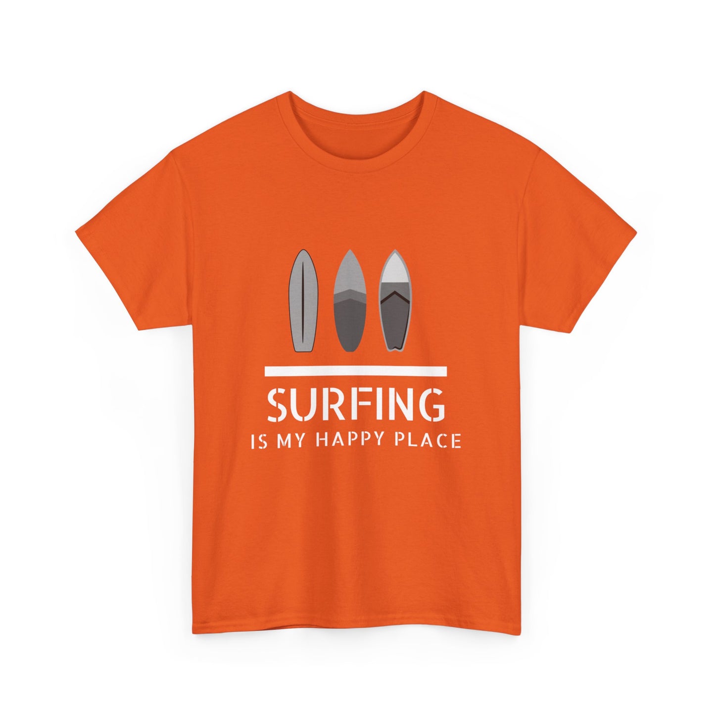 "Surfing is my happy place" Unisex Cotton Tee