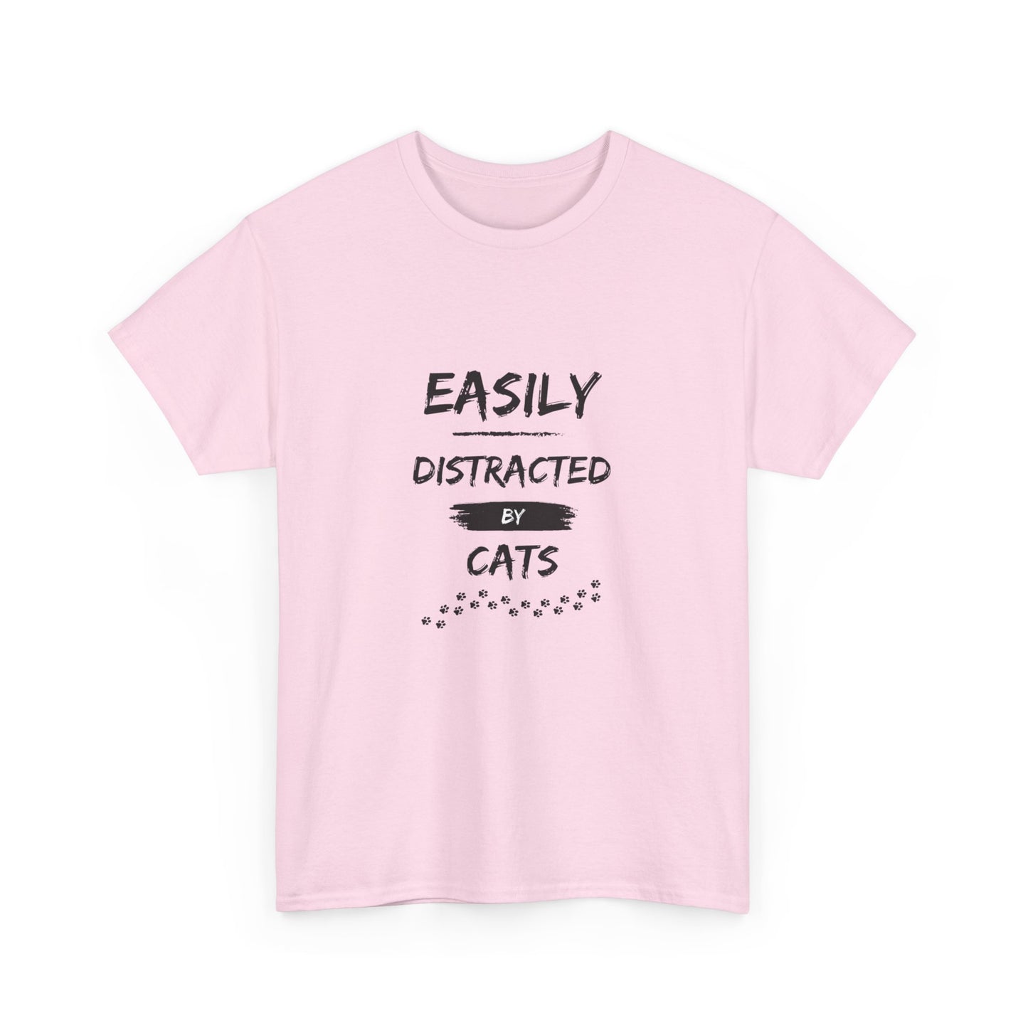 "Easily distracted by cats" Unisex Cotton Tee