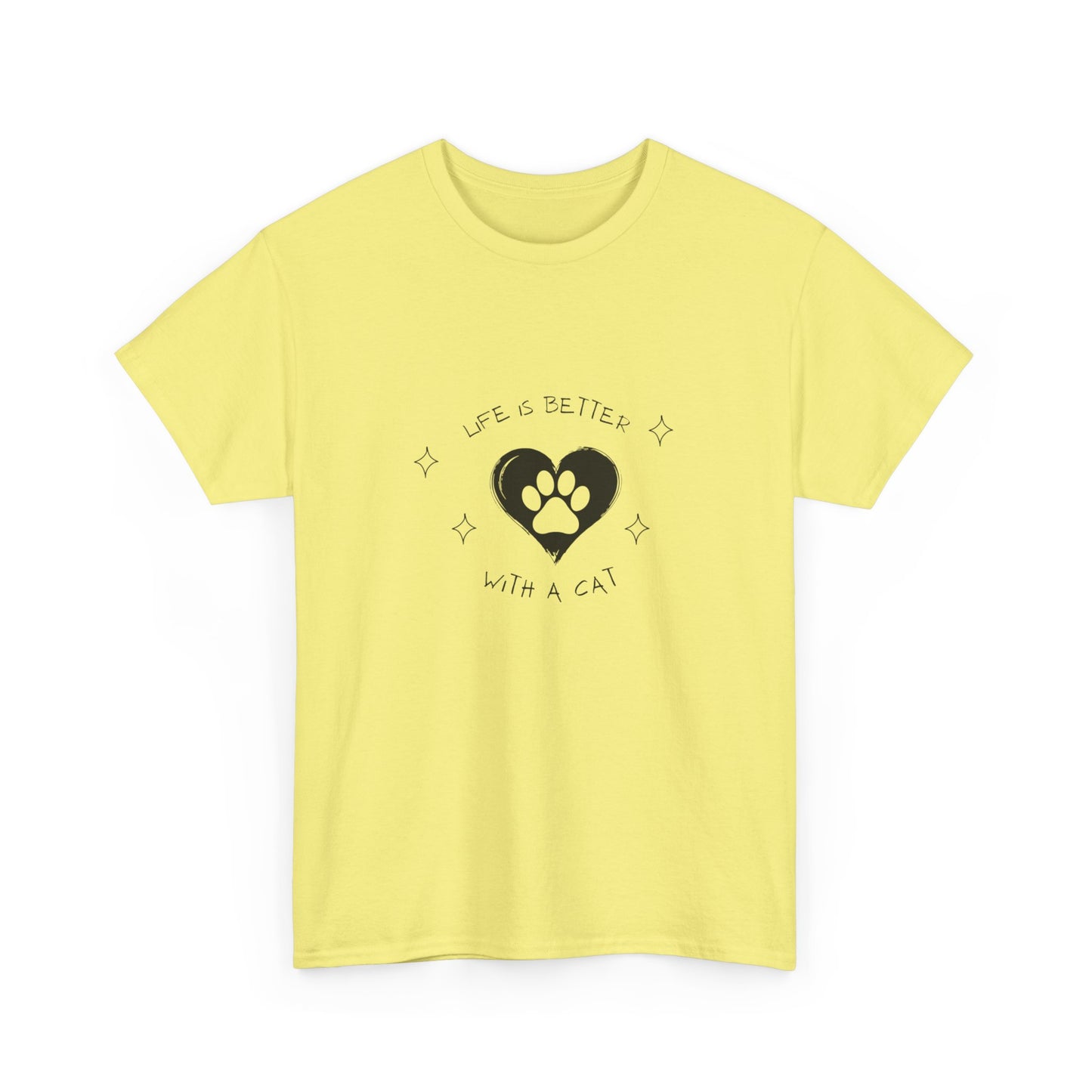 "Life is better with a cat" Unisex Cotton Tee