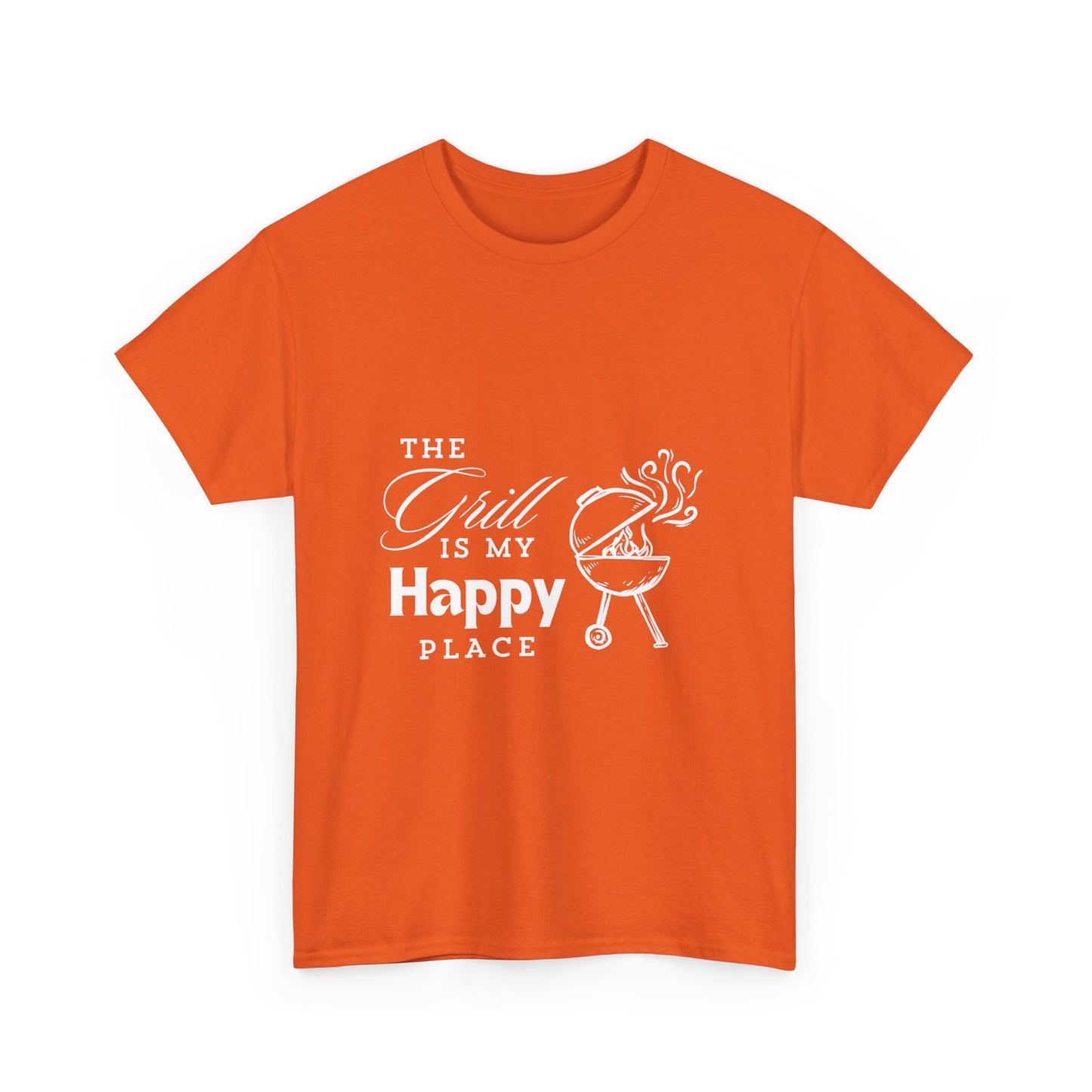 "The grill is my happy place." Unisex Cotton Tee