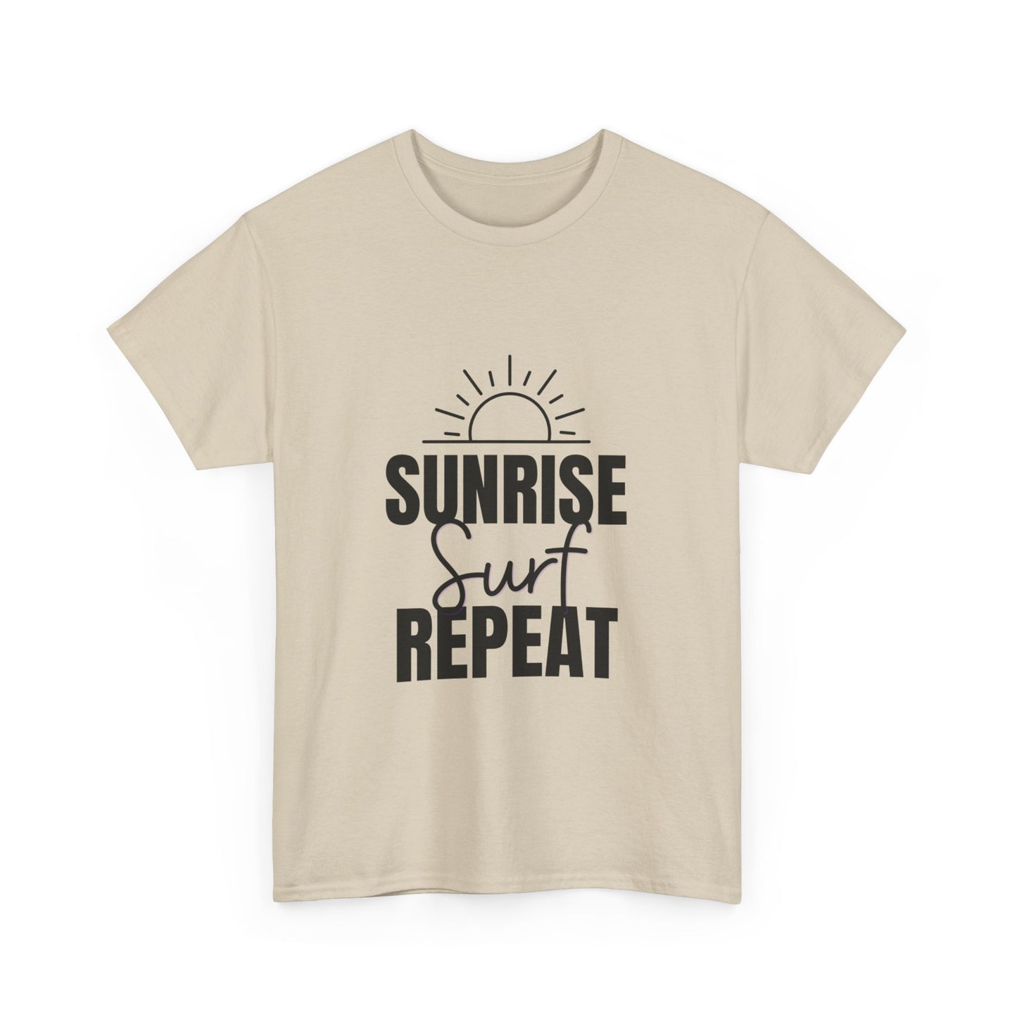 "Sunrise, surf, repeat." Unisex Cotton Tee