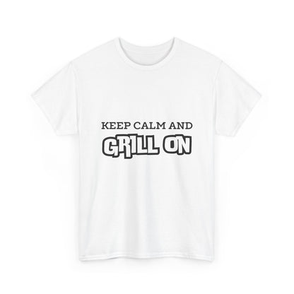 "Keep calm and grill on." Unisex Cotton Tee