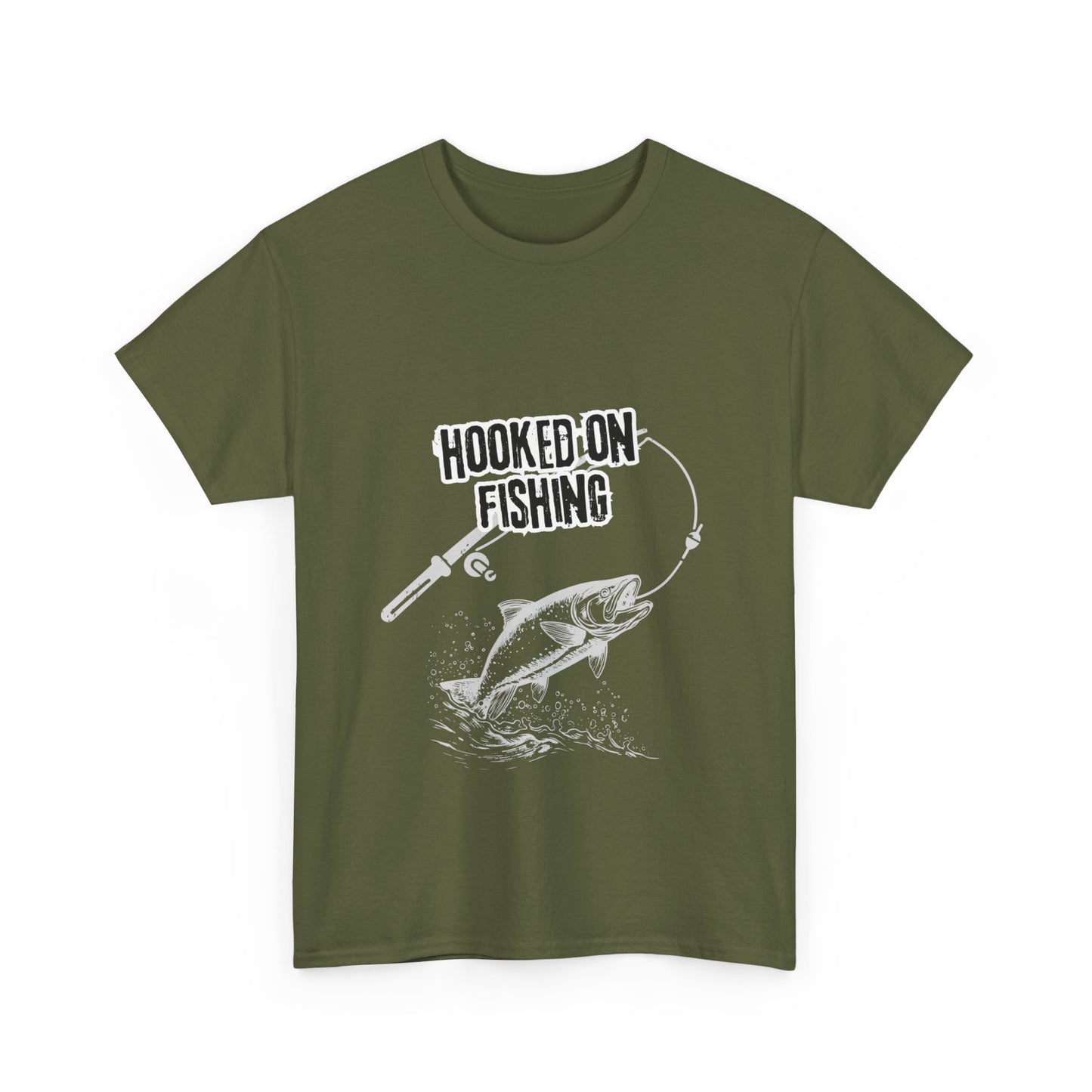 "Hooked on fishing" Unisex Cotton Tee