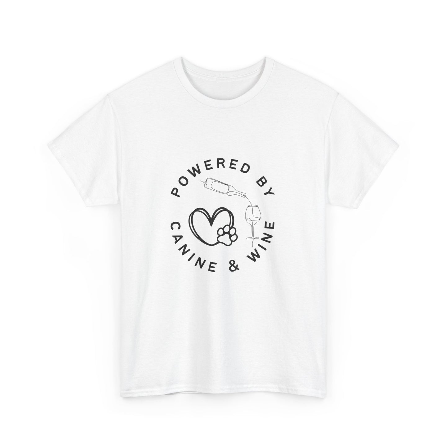 "Powered by canine and coffee" Unisex Cotton Tee