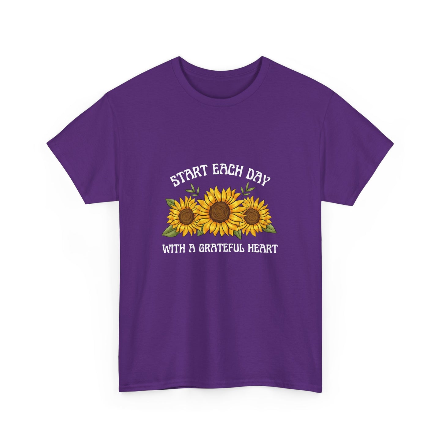 "Start each day with a grateful heart" Unisex Cotton Tee