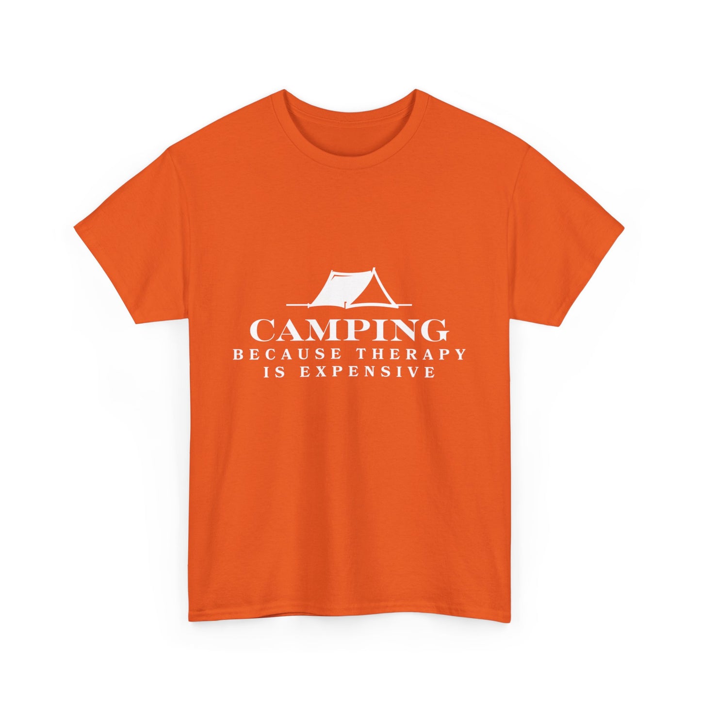 "Camping because therapy is expensive" Unisex Cotton Tee