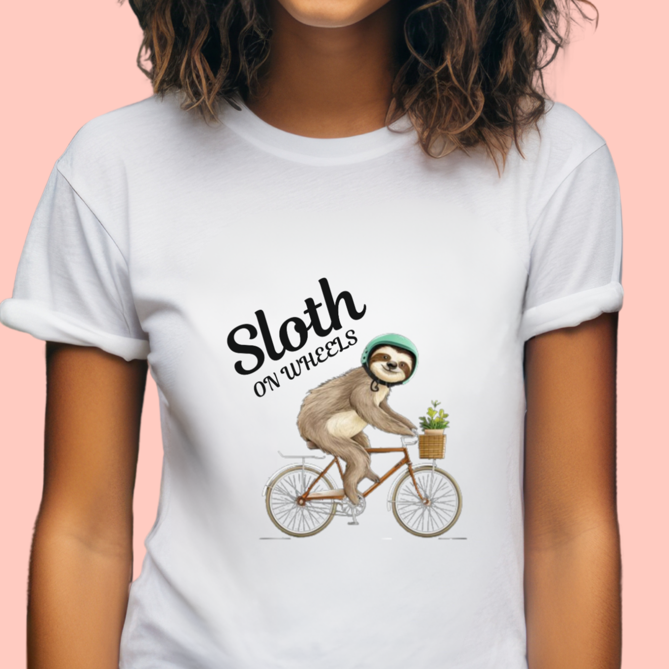 "Sloth on wheels" Unisex Cotton Tee