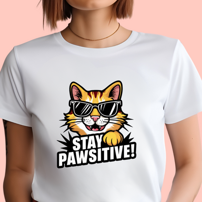 "Stay pawsitive" Unisex Cotton Tee