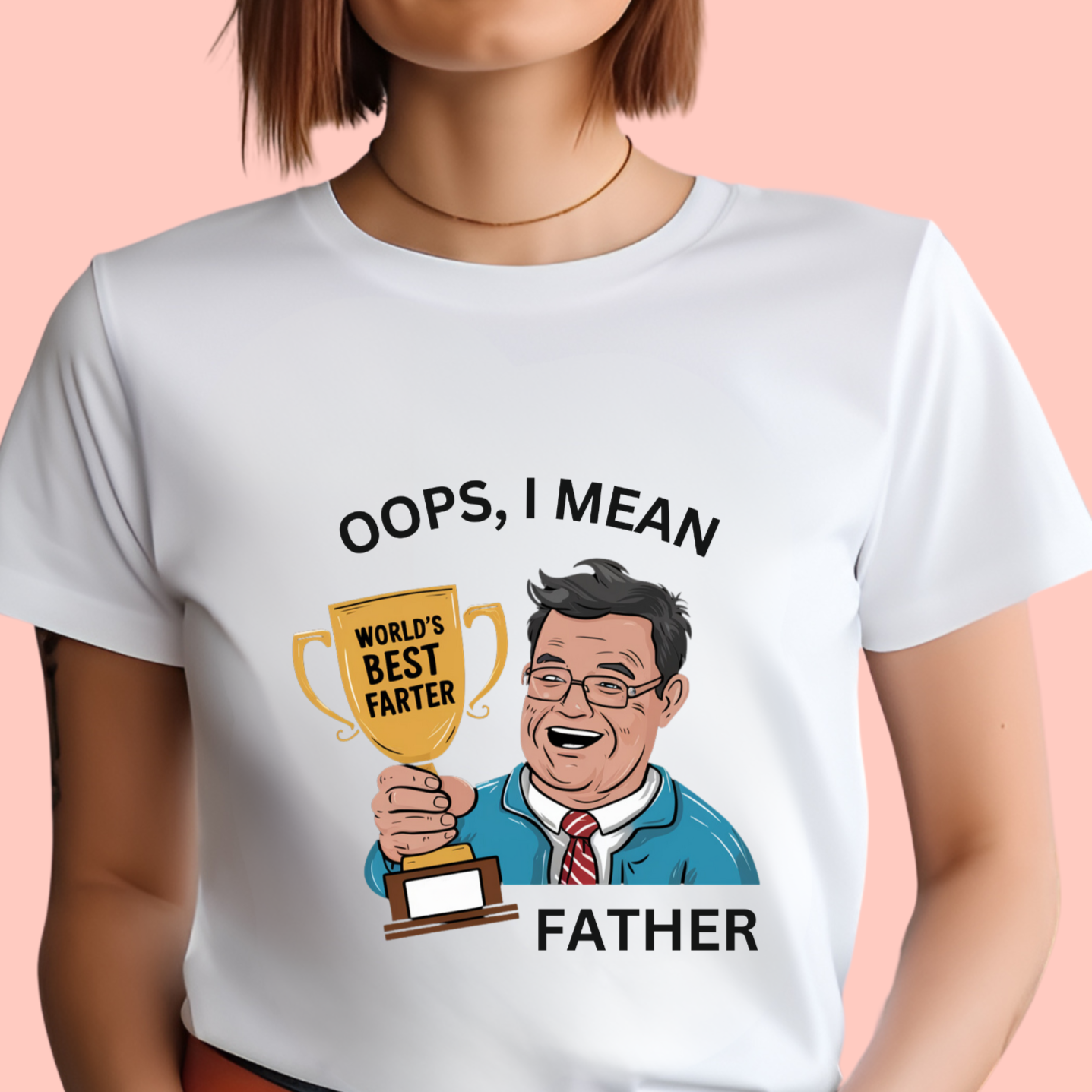 "World's best farter. Oops I mean father" Unisex Cotton Tee