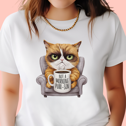 "Not a morning purr-son" Unisex Cotton Tee