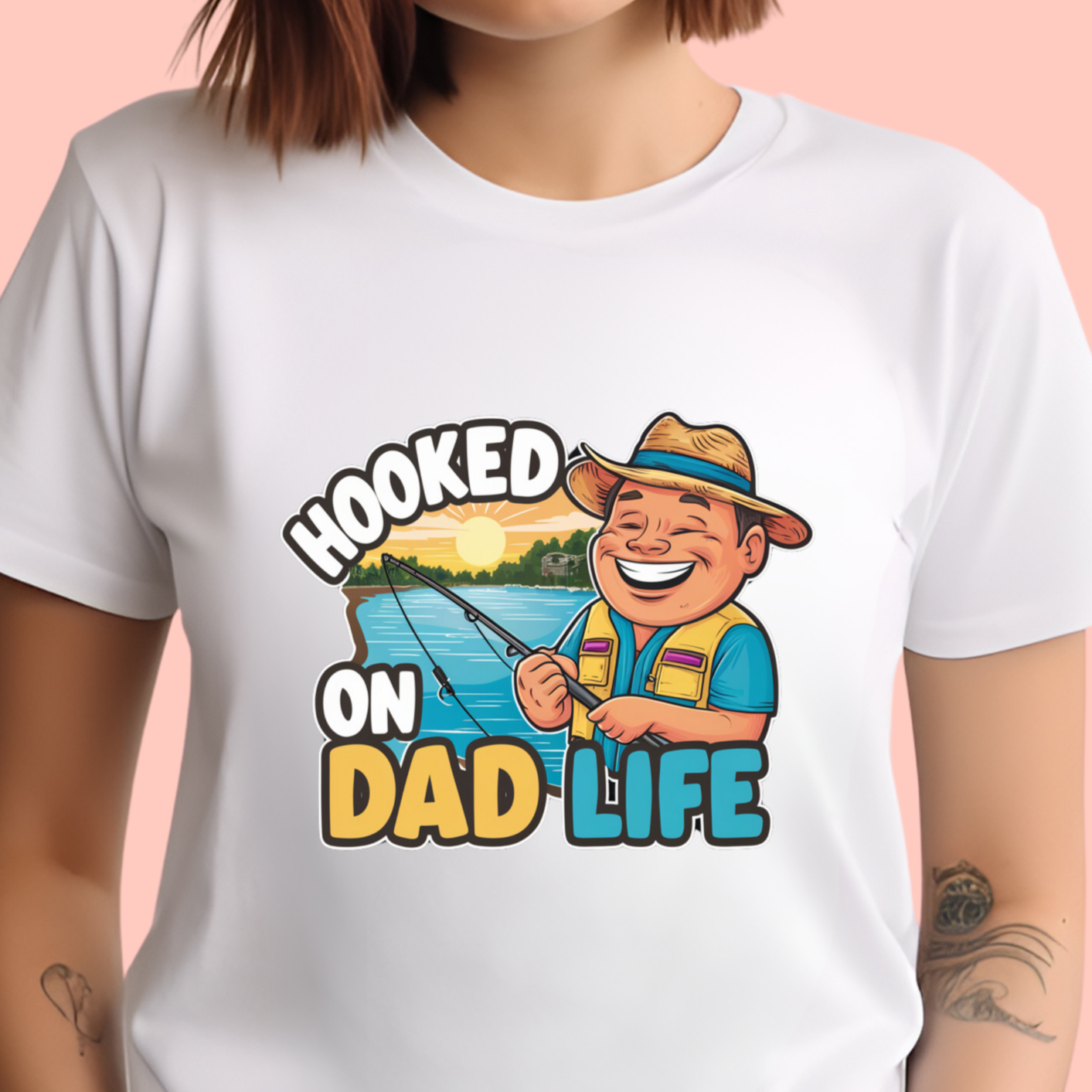 "Hooked on dad life" Unisex Cotton Tee