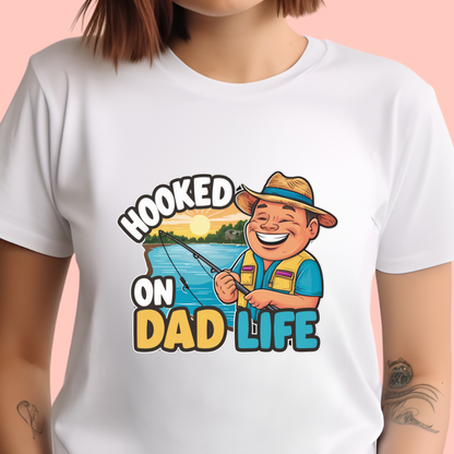 "Hooked on dad life" Unisex Cotton Tee