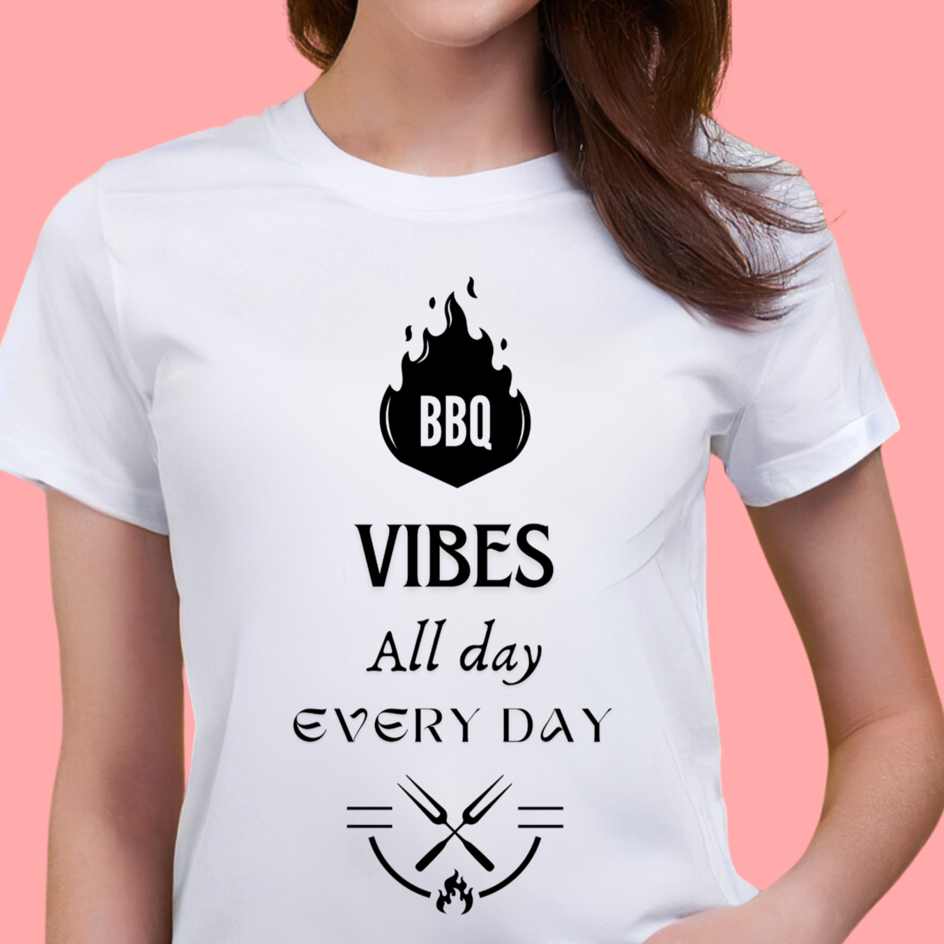 "BBQ vibes, all day, every day." Unisex Cotton Tee